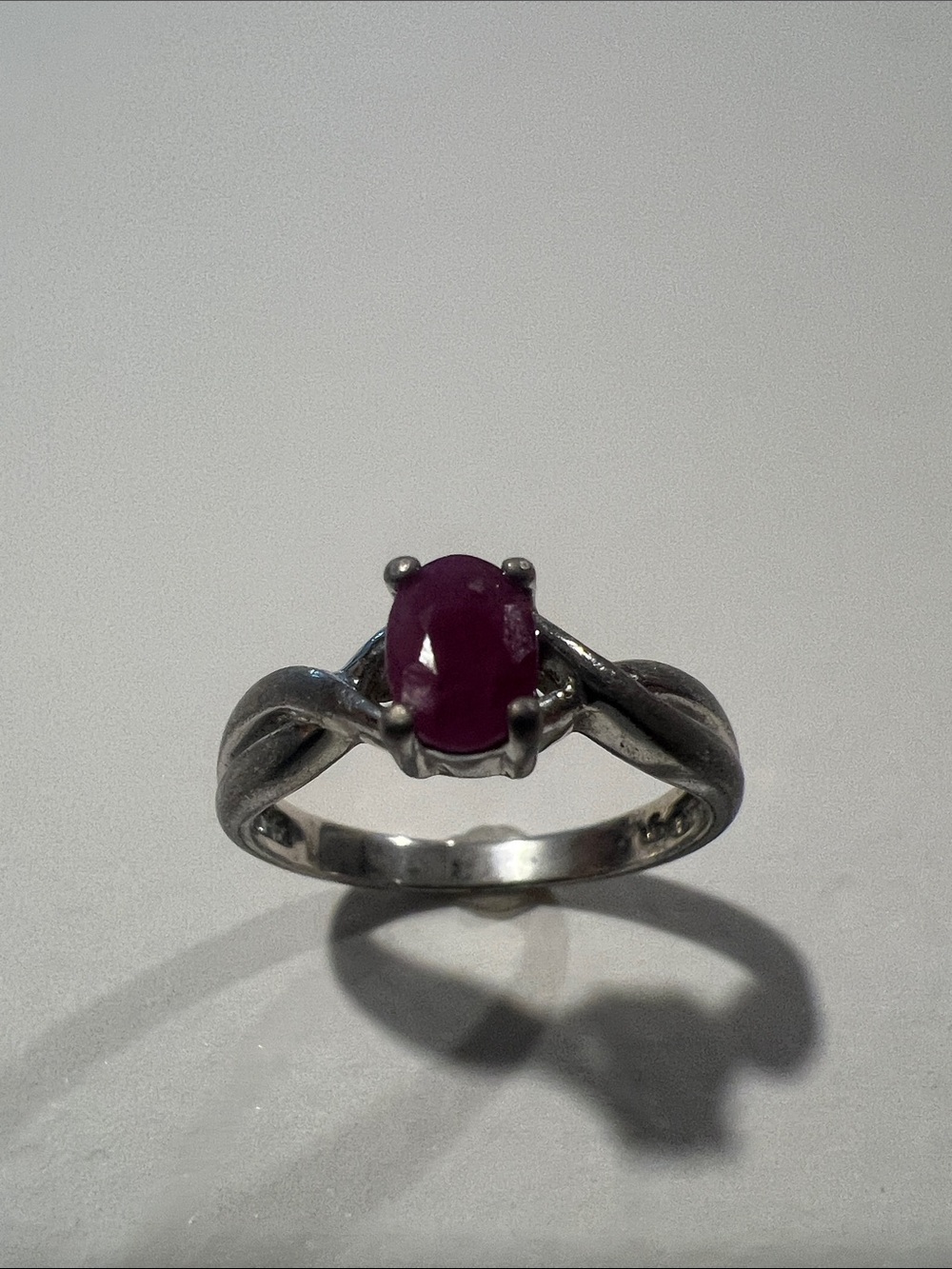 Sterling Silver Ring with Pink Ruby Center Stone